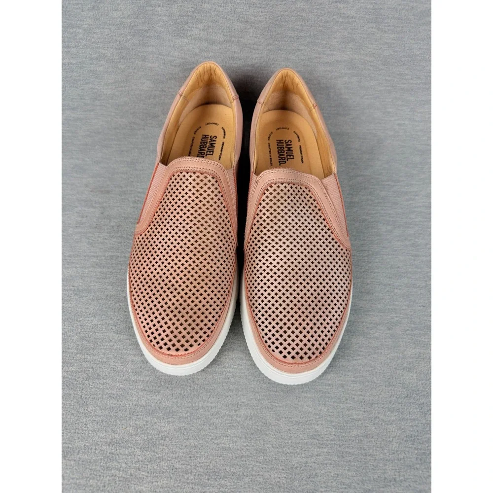 Samuel Hubbard Laguna Slip-On Sneakers Womens 10M Pink Rose Leather Perforated